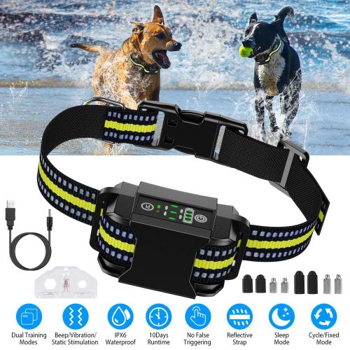 Dog Bark Collar Rechargeable Waterproof Beep Vibration Static Stimulation Bark Stopper Dog Bark Collar Rechargeable Waterproof Beep Vibration Static Stimulation Bark Stopper